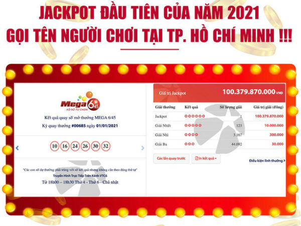 TP.HCM lại có người trúng Vietlott hơn 100 tỉ đồng ngày đầu năm 2021