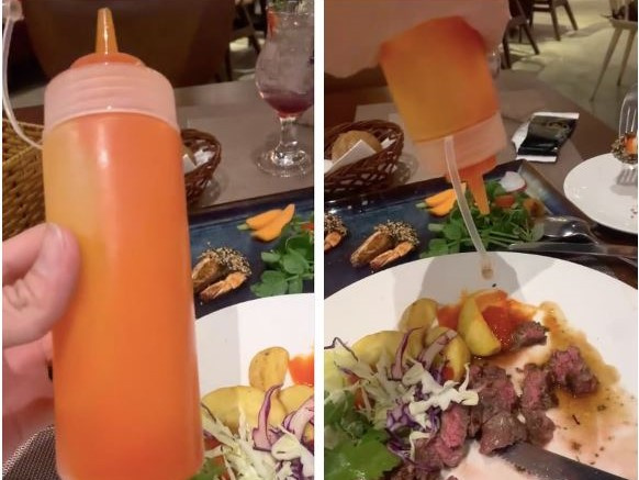 Vô 'nhà hàng 5 sao' được phục vụ chai tương ớt như quán hủ tiếu lề đường, chàng trai đăng clip than thở khiến dân mạng tranh cãi nảy lửa