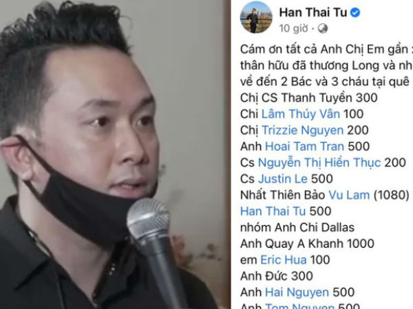 Hàn Thái Tú công khai chi tiết số tiền phúng điếu trong tang lễ ca sĩ Vân Quang Long tại Mỹ