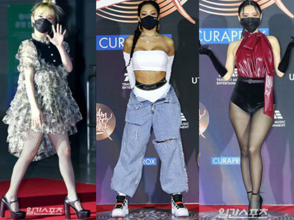 Thảm đỏ Grammy Hàn Quốc 2021: Thành viên Oh My Girl mặc đồ thảm họa, em út sexy nhất Kpop Hwasa và Jessi hở bạo kệ trời rét âm độ