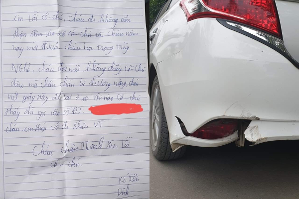 Lỡ đâm trúng ô tô ven đường, nam sinh 16 tuổi để lại lời nhắn cho khổ chủ, đọc xong ai cũng tấm tắc khen: Tử tế quá!