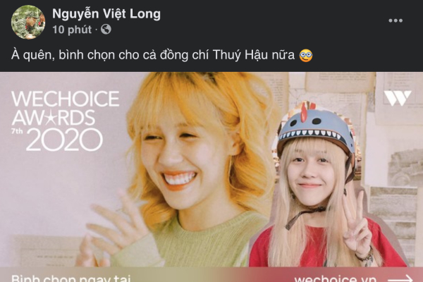 Mũi trưởng Long công khai gọi vote cho 'Du túp bê' Hậu Hoàng tại WeChoice Awards: Chính chủ 'thính' nhau lộ liễu quá rồi!