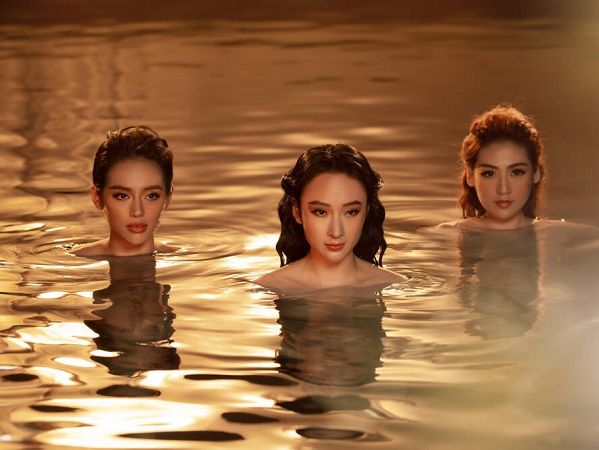 Angela Phương Trinh, Tú Anh, Khánh Linh tung bán khỏa thân dưới hồ bơi