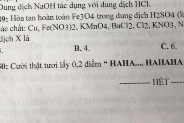 Đề kiểm tra xuất hiện câu hỏi có nội dung lạ, học trò đọc xong cười không nhặt được mồm nhưng chẳng biết giáo viên chấm điểm bằng cách nào