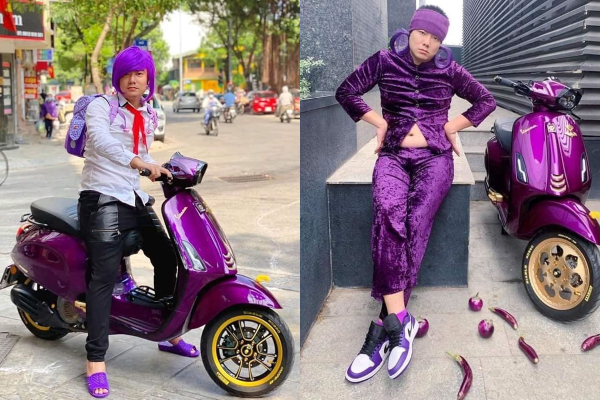 Chàng trai gây sốt với màn tạo dáng 'bá đạo' và phong cách thời trang 'tím lịm tìm sim' từ đầu tới chân