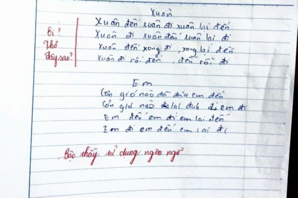 Học trò 'tức cảnh sinh tình', sáng tác thơ trong vòng 5 phút, giáo viên thẳng tay phê: Bậc thầy ngôn ngữ!