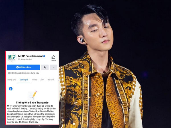 Rầm rộ ảnh thông báo fanpage hơn 300.000 lượt theo dõi của công ty Sơn Tùng sẽ bị xoá giữa ồn ào tình ái
