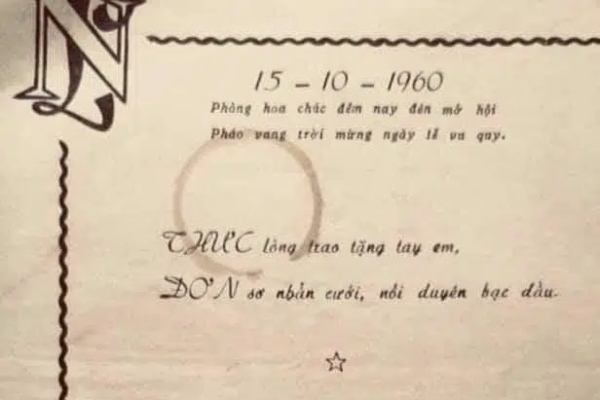 Thú vị menu đám cưới tại Chợ Lớn năm 1960, đọc một lượt thì thành bài thơ, nhưng tên riêng từng món lại là lời chúc phúc dành cho cô dâu, chú rể