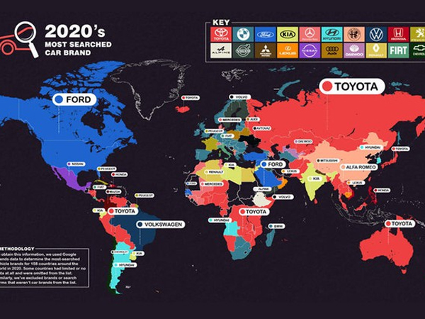 Thương hiệu ôtô nào được tìm kiếm nhiều nhất năm 2020?