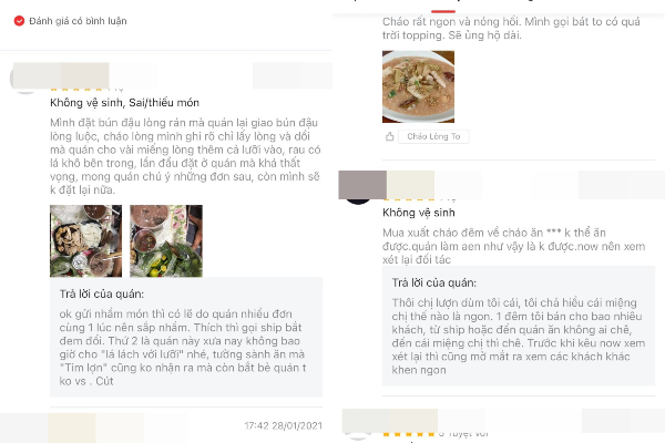 Nhận bình luận trái chiều của thực khách, chủ quán không những không phục thiện mà còn bày tỏ thái độ vô cùng 'lồi lõm'