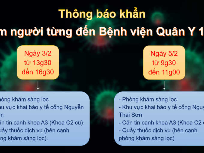TP.HCM thông báo khẩn, tìm người đến các địa điểm tại BV Quân y 175 sau ca mắc Covid-19 mới