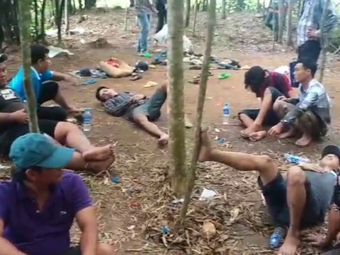 Bị đột kích, con bạc nằm la liệt trong vườn bạch đàn, thở không ra hơi
