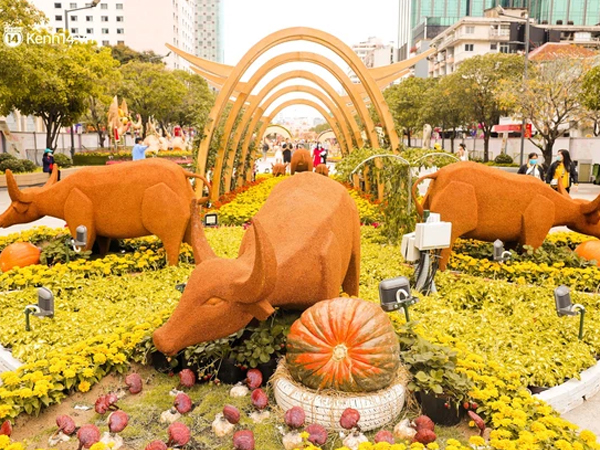 Ảnh: Đường hoa Nguyễn Huệ Sài Gòn năm nay đẹp 'nhức nách' không sến chỉ thấy sang, lên hình góc nào cũng 'ảo'