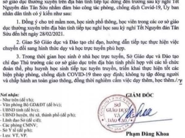 Đắk Lắk điều tra công văn giả mạo cho học sinh nghỉ học phòng dịch Covid-19