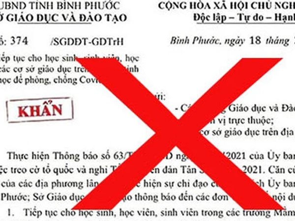 Bình Phước điều tra vụ giả mạo công văn hoả tốc cho học sinh nghỉ đến 14/3