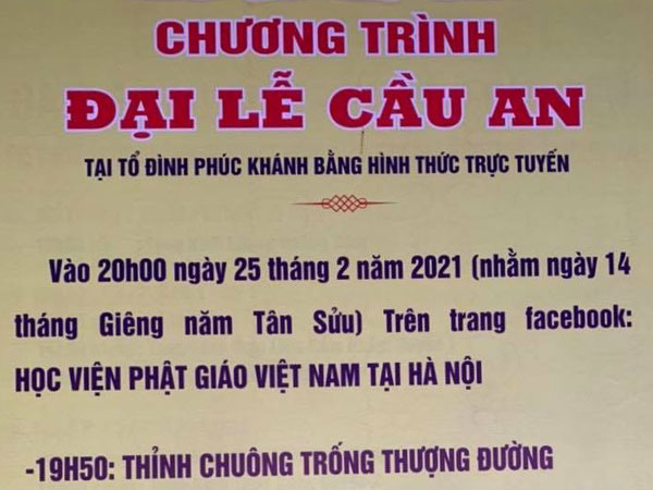 Sẽ tổ chức cầu an trực tuyến trước Rằm tháng Giêng, người dân tham gia như thế nào?