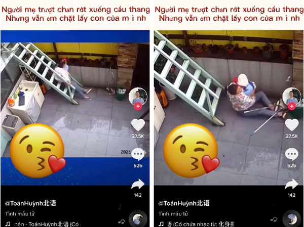 Bế con nhỏ nhưng lại trượt ngã cầu thang, hành động cấp tốc của người mẹ theo bản năng khiến ai nhìn cũng thấy cảm động