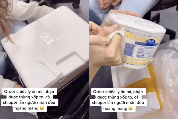 Đặt mua có một ly mì, cô gái nhận về nguyên một thùng xốp to, đến shipper còn ngạc nhiên