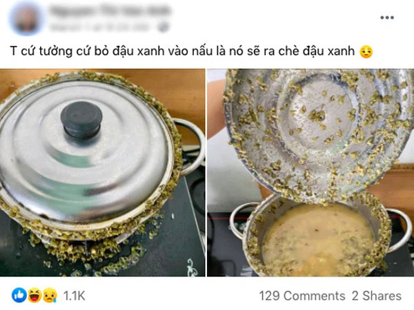 Cô gái khoe nồi chè đậu xanh nhưng nhìn kỹ hơn thì không ai dám ăn vì một chi tiết 'rùng rợn'