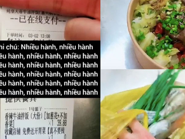 Thấy khách order ghi chú 'thêm hành' 15 lần vào suất ăn, nhân viên cục súc làm ra thành phẩm khiến dân tình xém xỉu
