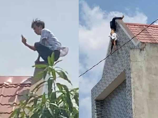 Thợ sơn 'làm xiếc' trên nóc nhà, la hét 'tìm sóng điện thoại' rồi lộn cổ xuống đất, bất tỉnh