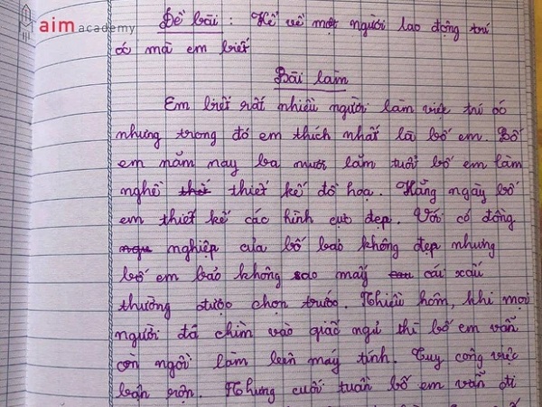 Bài văn của cậu nhóc Tiểu học: Tả bố 'lao động trí óc', nhưng câu chốt 'bẻ lái' ngoạn mục khiến dân tình cười lăn