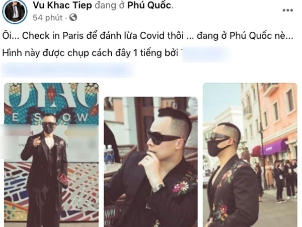 'Đại sứ cách ly' Vũ Khắc Tiệp bị 'réo tên' vì vừa check-in Phú Quốc không lâu thì xuất hiện ca dương tính Covid-19