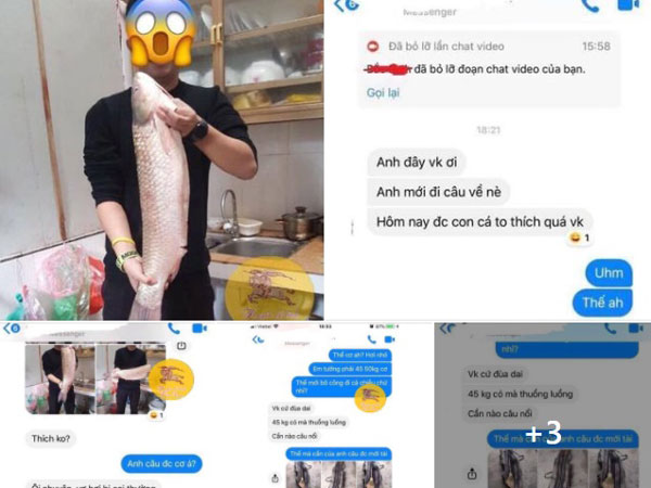 Khoe câu được cá 6kg mang về, nhưng vừa nhận được ảnh bộ cần câu vợ gửi, anh chồng tái mét mặt chạy về nhận tội