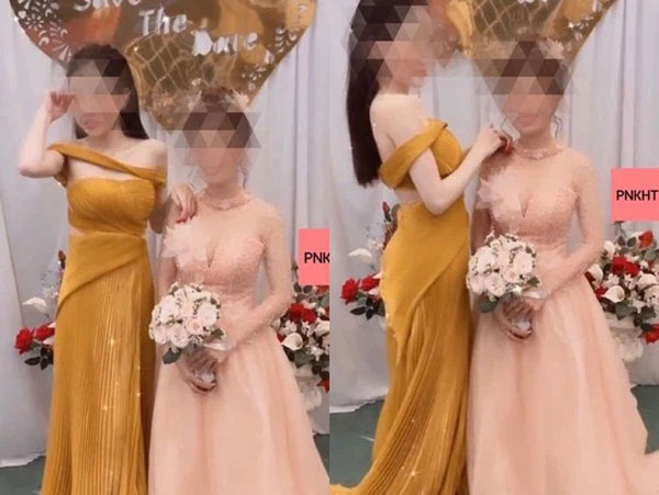 Ăn mặc lồng lộn hơn cả cô dâu đi dự đám cưới, dân tình xúm vào chất vấn: 'Người yêu cũ của chú rể tới phá hả?'