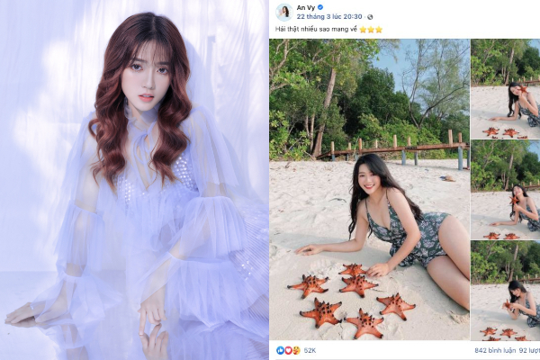 An Vy - gái xinh mặc bikini check in với sao biển đang bị cõi mạng 'ném đá' là ai?