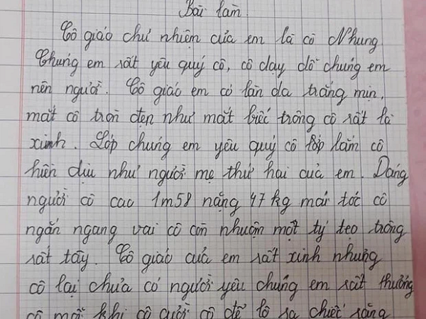 Bài văn tả cô giáo thật đến từng chi tiết, nhưng lỡ 'bóc phốt' 1 sự thật cô đọc vào chắc ngượng lắm đây