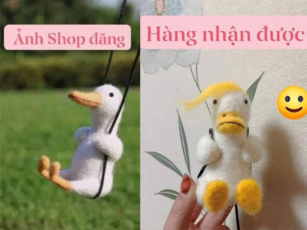 Nhìn chú vịt bông đáng yêu trên mạng, cô gái đặt mua treo xe ô tô nhưng lại nhận được món hàng giải trí như đang 'trêu ngươi'
