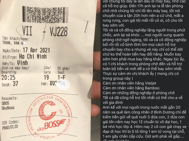 Xôn xao chuyện người đàn ông khóc đẫm nước mắt xin đổi chuyến bay, biết được lý do đặc biệt khiến loạt hành khách lẫn nhân viên các hãng bay đều cùng giúp đỡ