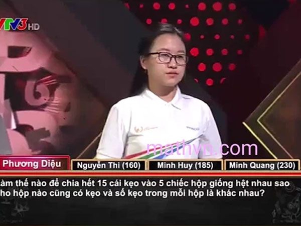 Câu hỏi Olympia tưởng dễ nhưng cả 4 thí sinh không trả lời được: 'Chia 15 cái kẹo vào 5 hộp giống hệt nhau?'