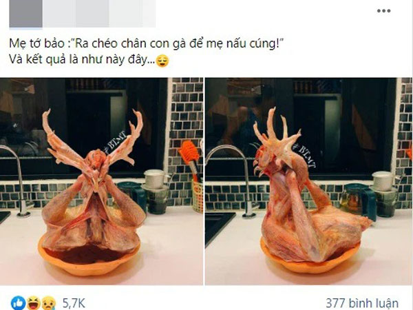 Mẹ nhờ 'ra chéo chân con gà để cúng', cô gái khiến mẹ hú hồn đến mức rụng tim sau khi nhìn thành phẩm
