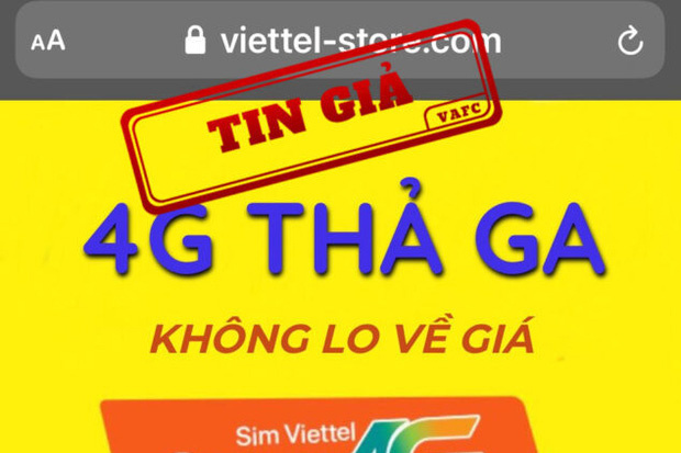 Giả mạo website của Viettel để rao bán SIM 4G