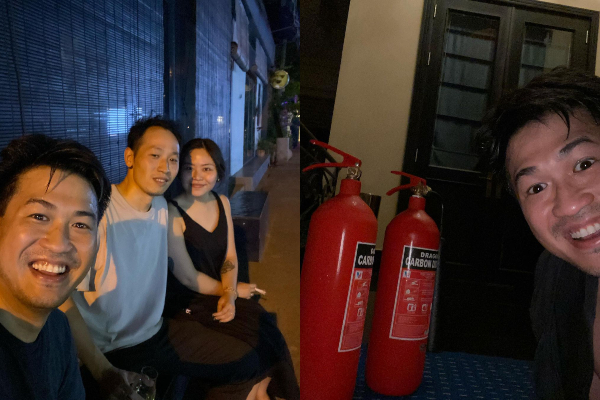 Thiếu gia Phillip Nguyễn không ngại nguy hiểm, dũng cảm cầm bình chữa cháy lao vào dập lửa