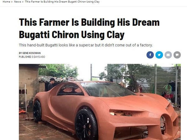 Chàng trai Việt chế Bugatti Chiron bằng đất sét gây sốt báo ngoại