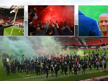 CĐV MU biểu tình tại Old Trafford: Cảnh sát bị rách mặt, thiệt hại máy quay, cột cờ và bóng thi đấu