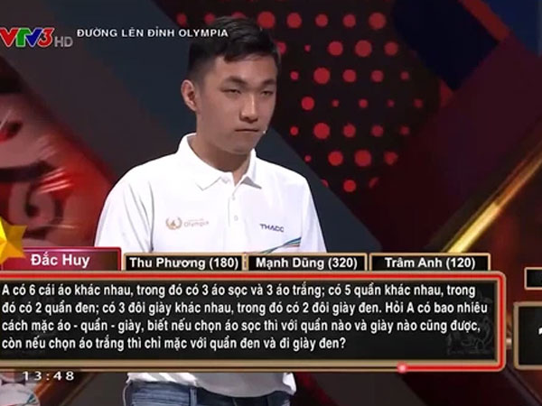 Bài toán tính cách chọn áo - quần - giày dài tít mù của Olympia, tưởng khó lắm ai ngờ đáp án lại dễ quá chừng, thí sinh nghe xong tiếc hùi hụi