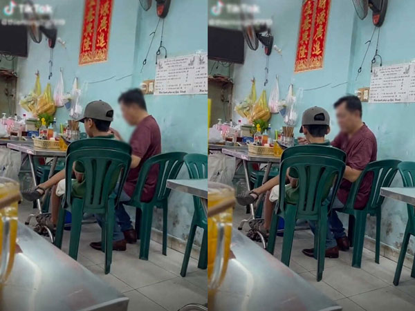 Xôn xao hình ảnh con trai lớn gần bằng bố vẫn vắt chân chéo ngũ, tay nghịch điện thoại đợi đút từng thìa cơm, cư dân mạng: 'Yêu thế này là hại con rồi!'
