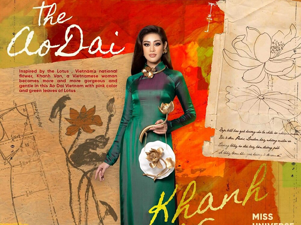 Lần đầu diện áo dài tại Miss Universe 2020, Khánh Vân khiến fan sắc đẹp xiêu lòng