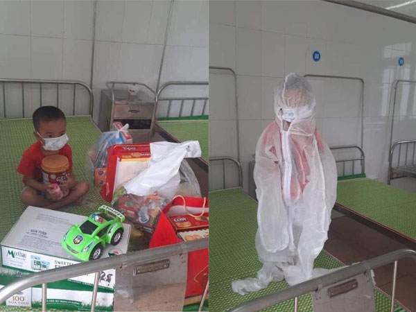 Xôn xao hình ảnh cậu bé F0 4 tuổi ngồi bơ vơ ôm hộp sữa trong khu cách ly khiến nhiều người rơi nước mắt