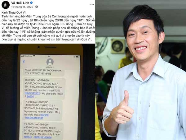 Netizen thắc mắc: Sau 6 tháng kêu gọi hơn 13 tỷ đồng hỗ trợ lũ lụt miền Trung, NS Hoài Linh vẫn chưa thông báo đã chuyển tới người dân?