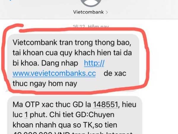 Mất gần 50 triệu đồng sau tin nhắn 'tài khoản ngân hàng đã bị khoá'