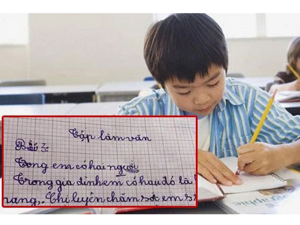 Làm văn tả chị gái vỏn vẹn 3 dòng vẫn 'bẻ lái ngoạn mục' khiến dân tình té ngửa vì sự lém lỉnh của học sinh lớp 1