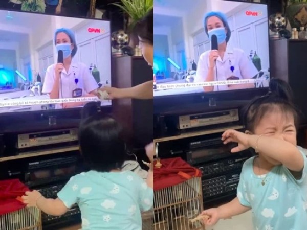 Bé gái khóc nức nở khi thấy mẹ trên tivi: Mẹ em là bác sĩ tham gia chống dịch ở Bắc Giang