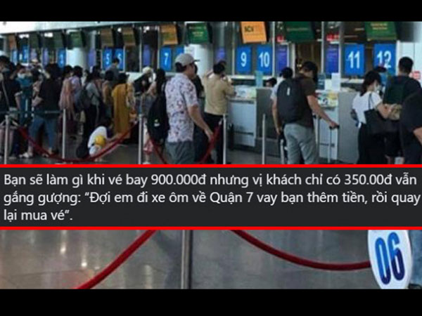Thanh niên không có bàn tay nài nỉ nhân viên sân bay chờ để chạy đi vay thêm 550.000 mua vé về quê vì cha bị tai biến và cái kết ấm lòng