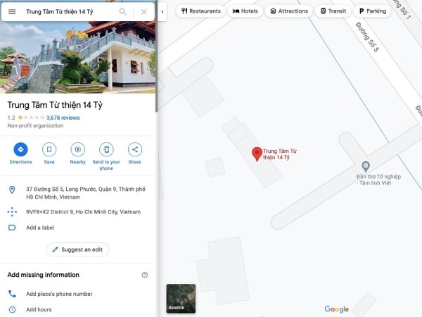 Đền thờ tổ nghiệp của Hoài Linh bị gọi là 'trung tâm từ thiện 14 tỷ' trên Google Maps