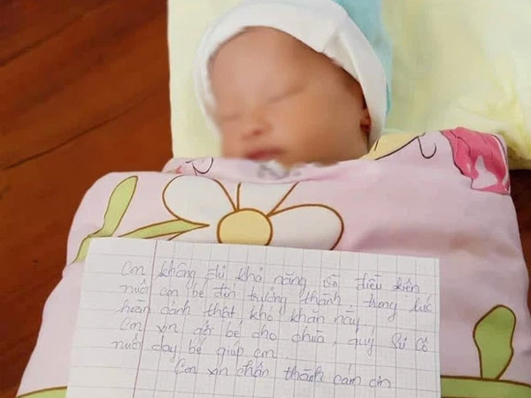 Bé gái mới sinh bị bỏ rơi ngoài đường kèm lá thư: 'Em không đủ khả năng và điều kiện nuôi con đến trưởng thành'